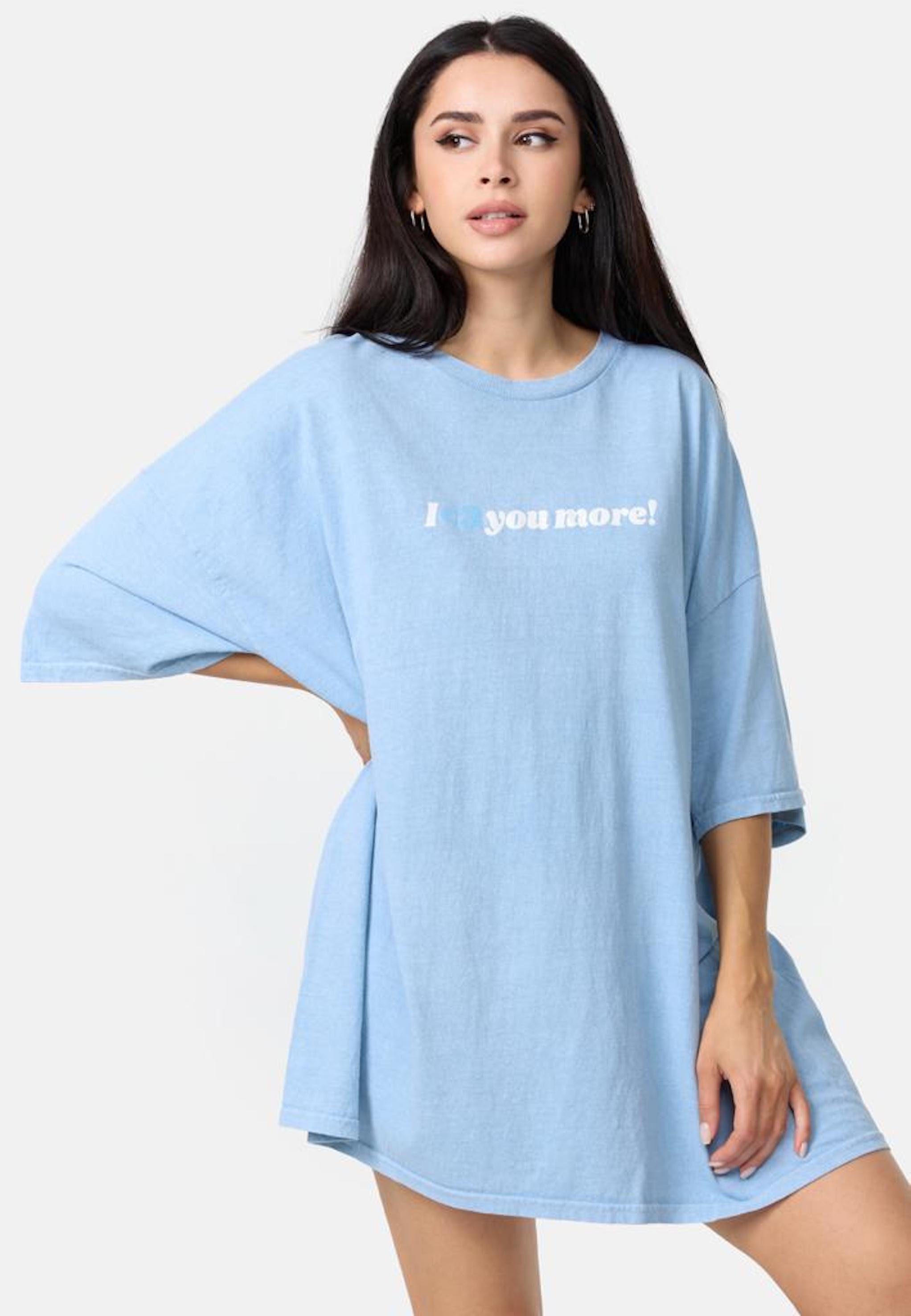 Worldclassca T-Shirt Worldclassca Oversized Print I Love T-Shirt lang Tee Sommer Oberteil