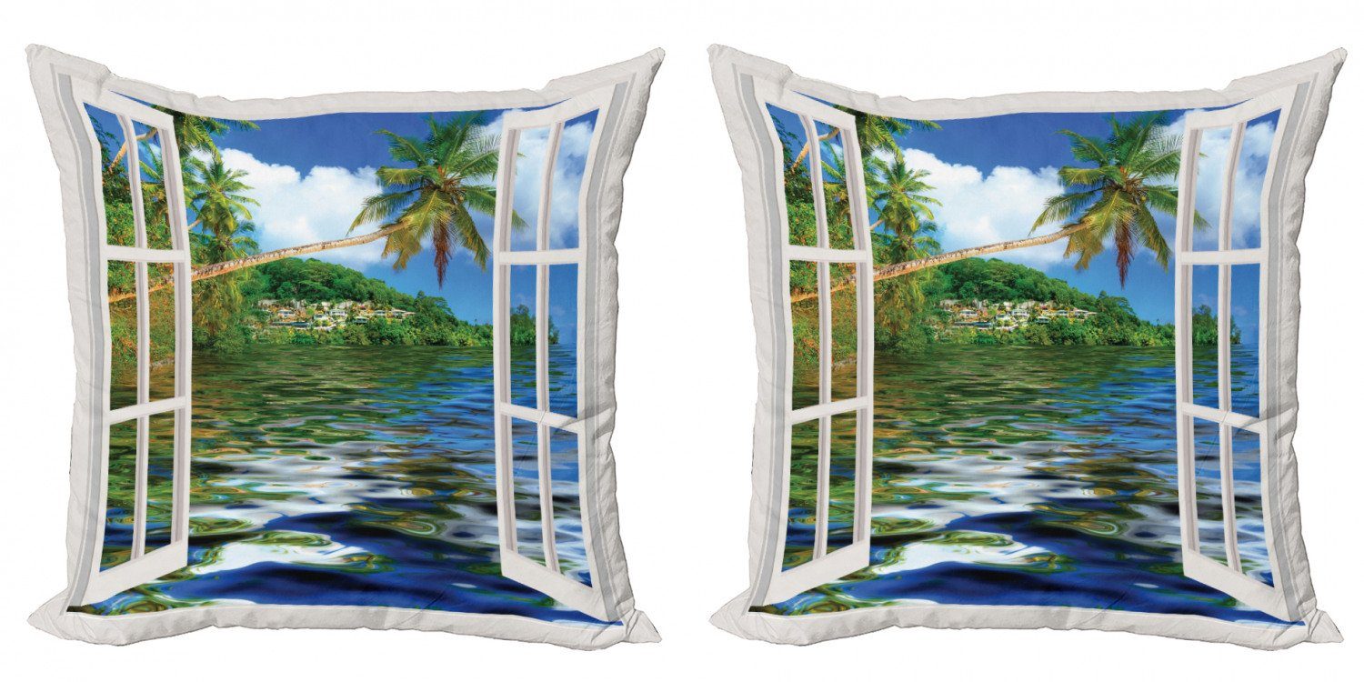 (2 Sea Exotic Accent Dorf Abakuhaus Stück), Doppelseitiger Digitaldruck, Kissenbezüge Palms Modern Tintenfisch