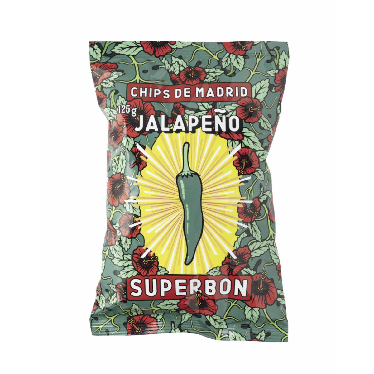 Superbon Knabberei, Superbon Chips Jalapeño Kartoffelchips mit Jalapeño-Pfeffer 125g