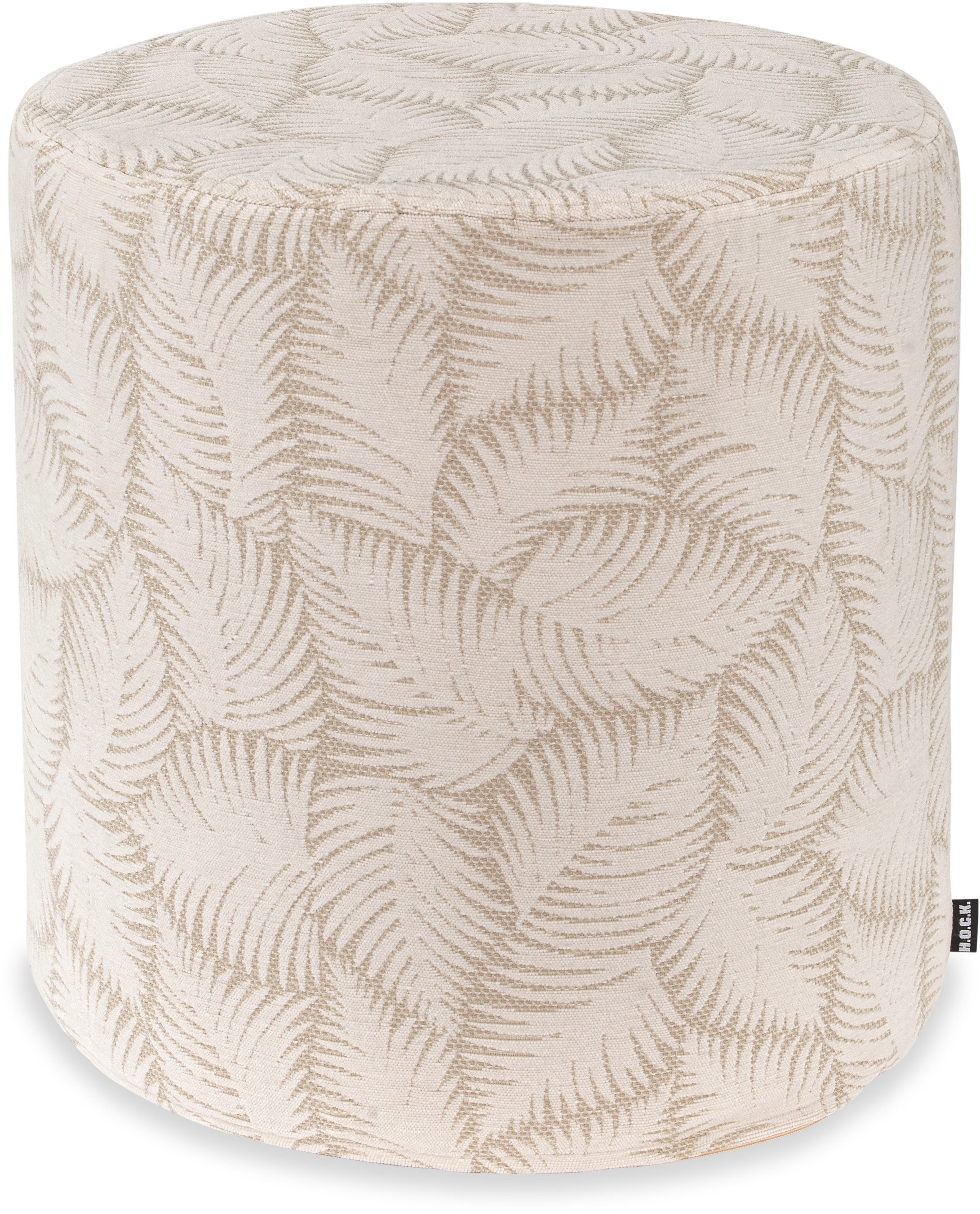 H.O.C.K. Sitzhocker H.O.C.K. Nelly Hocker rund Pouf ø45x45cm Blätter col. 0 weiß, Hocker, Barhocker & Sitzhocker, Schminktischhocker, Wohnzimmer Hocker