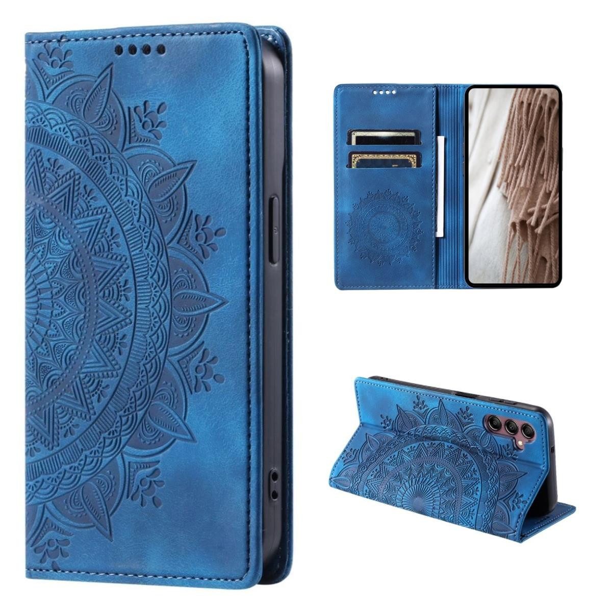 CoverKingz Handyhülle Hülle für Samsung Galaxy A55 5G Handyhülle Flip Case Cover Tasche, Mandala