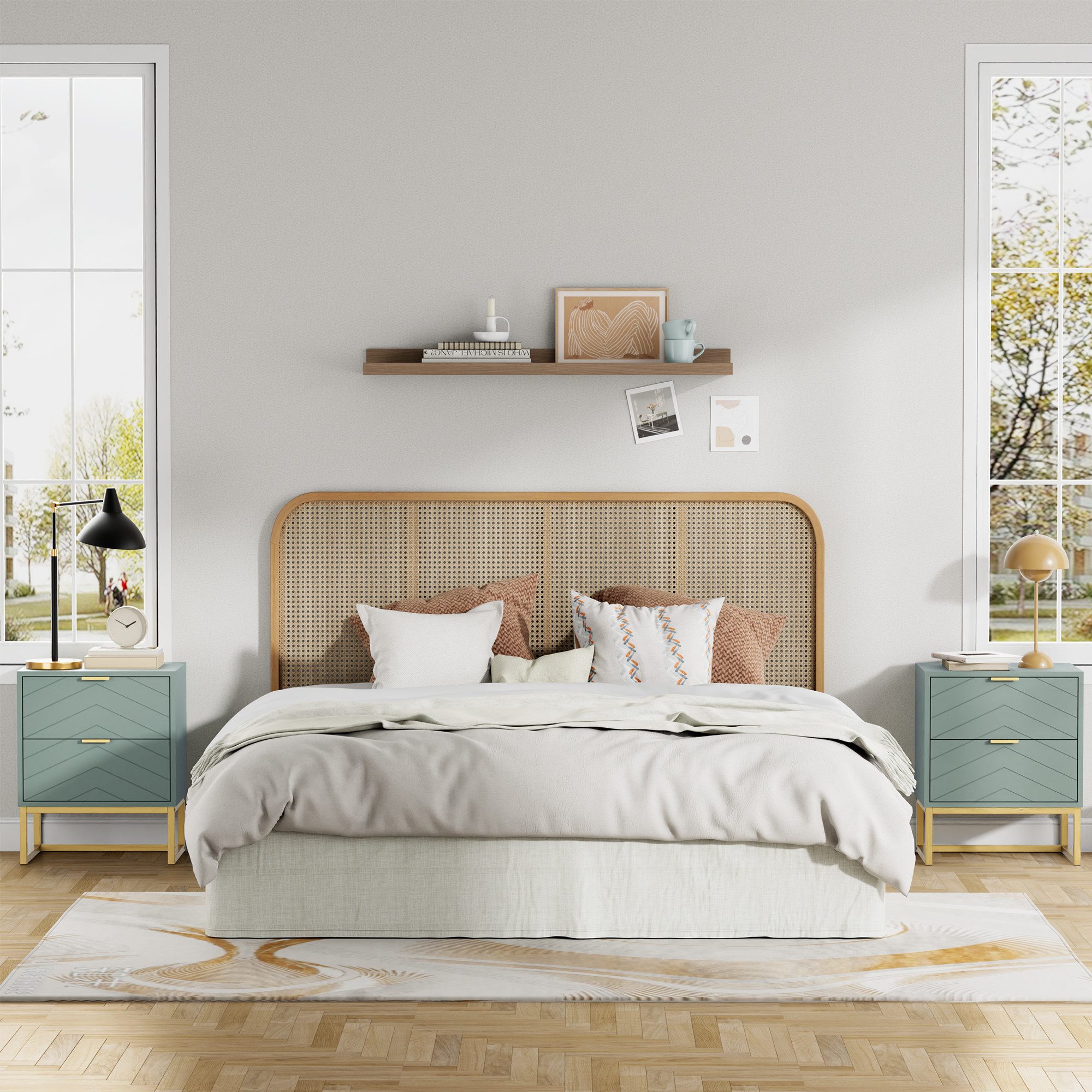 UEV Nachttisch 2er Set, Nachtkommode mit Schubladen (Nachtschrank mit 2 Schubladen für Kinderzimmer/Schlafzimmer/Wohnzimmer), kleine Beistelltisch Sofatisch mit Kippschutz