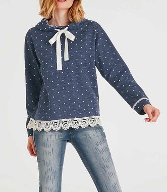 heine Kapuzensweatshirt HEINE Damen Sweatshirt m. Spitze, jeansblau-ecru