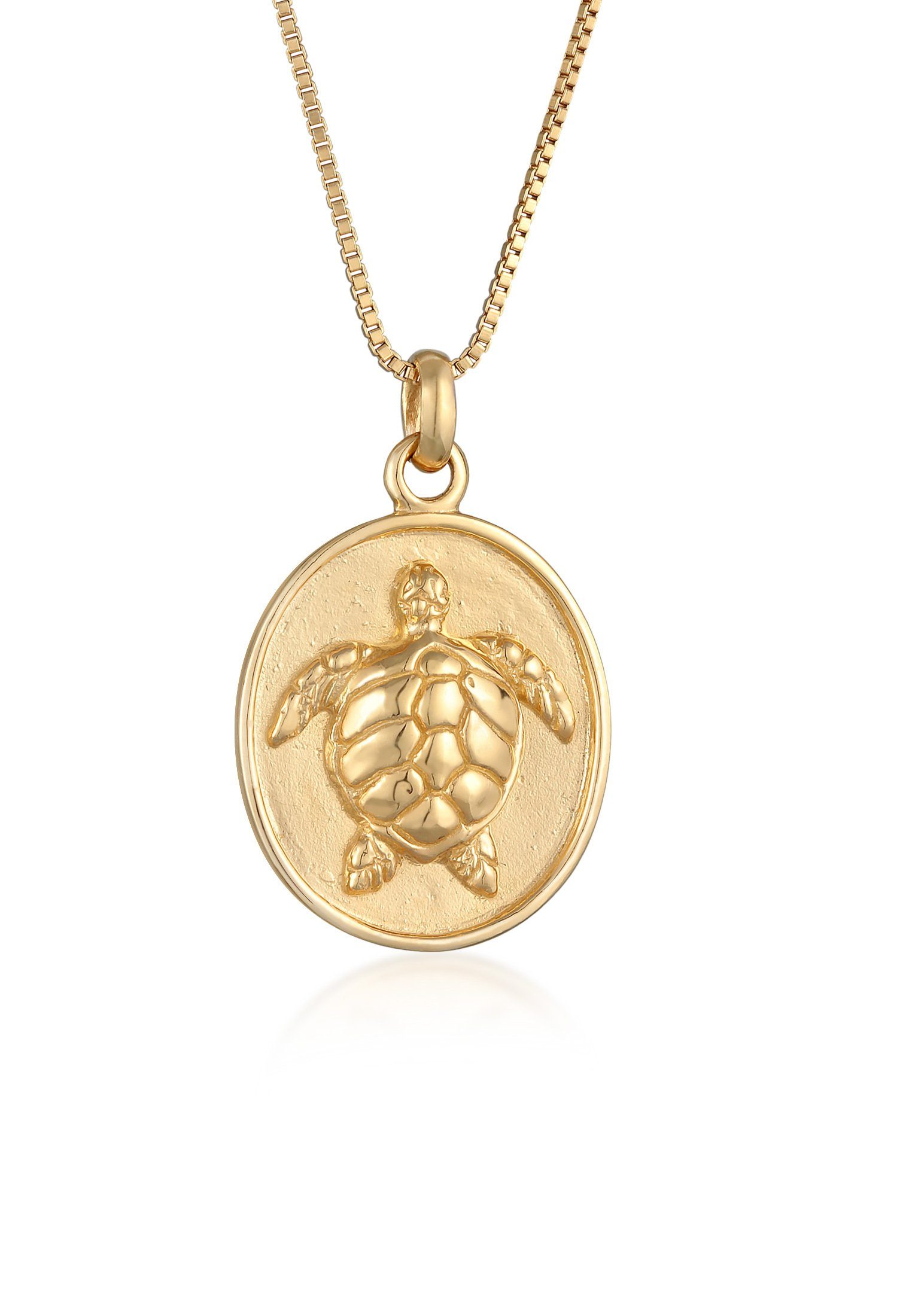 Kette mit Anhänger Schildkröte Münze Ozean 925 Silber