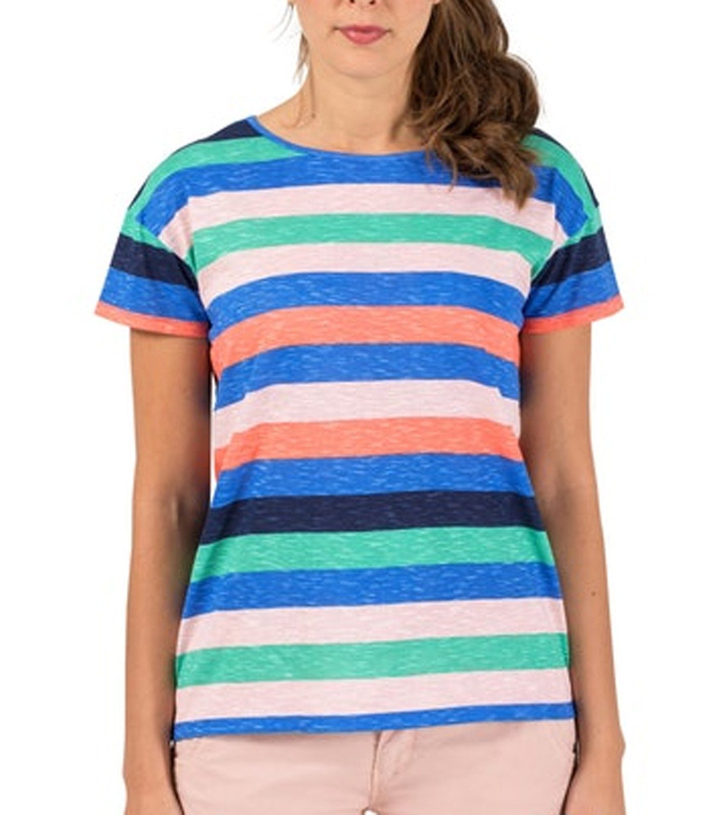 Damen Shirt Baumwolle Motiv T-Shirt Schwarz oder Blau Top Kurzarm Sommer 