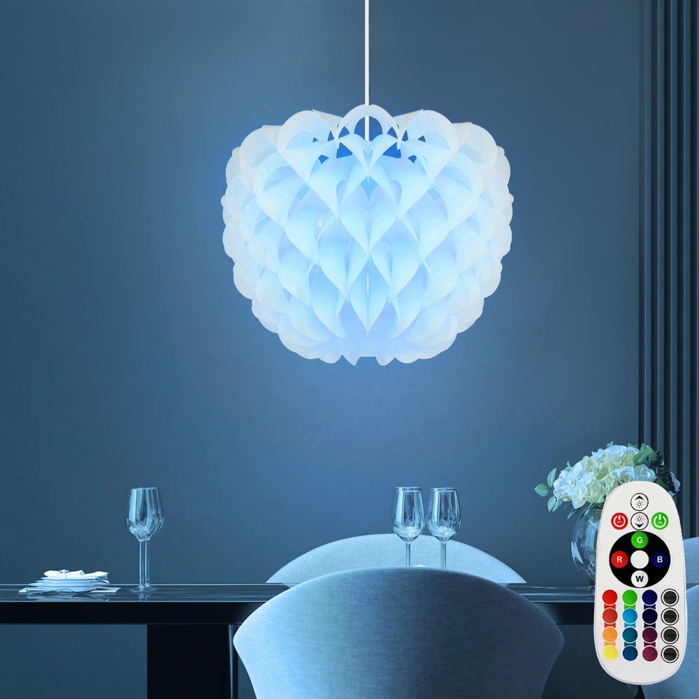 etc-shop LED Pendelleuchte, Leuchtmittel inklusive, Warmweiß, Farbwechsel, Hängeleuchte weiß dimmbar mit Fernbedienung LED Küchenlampe hängend-