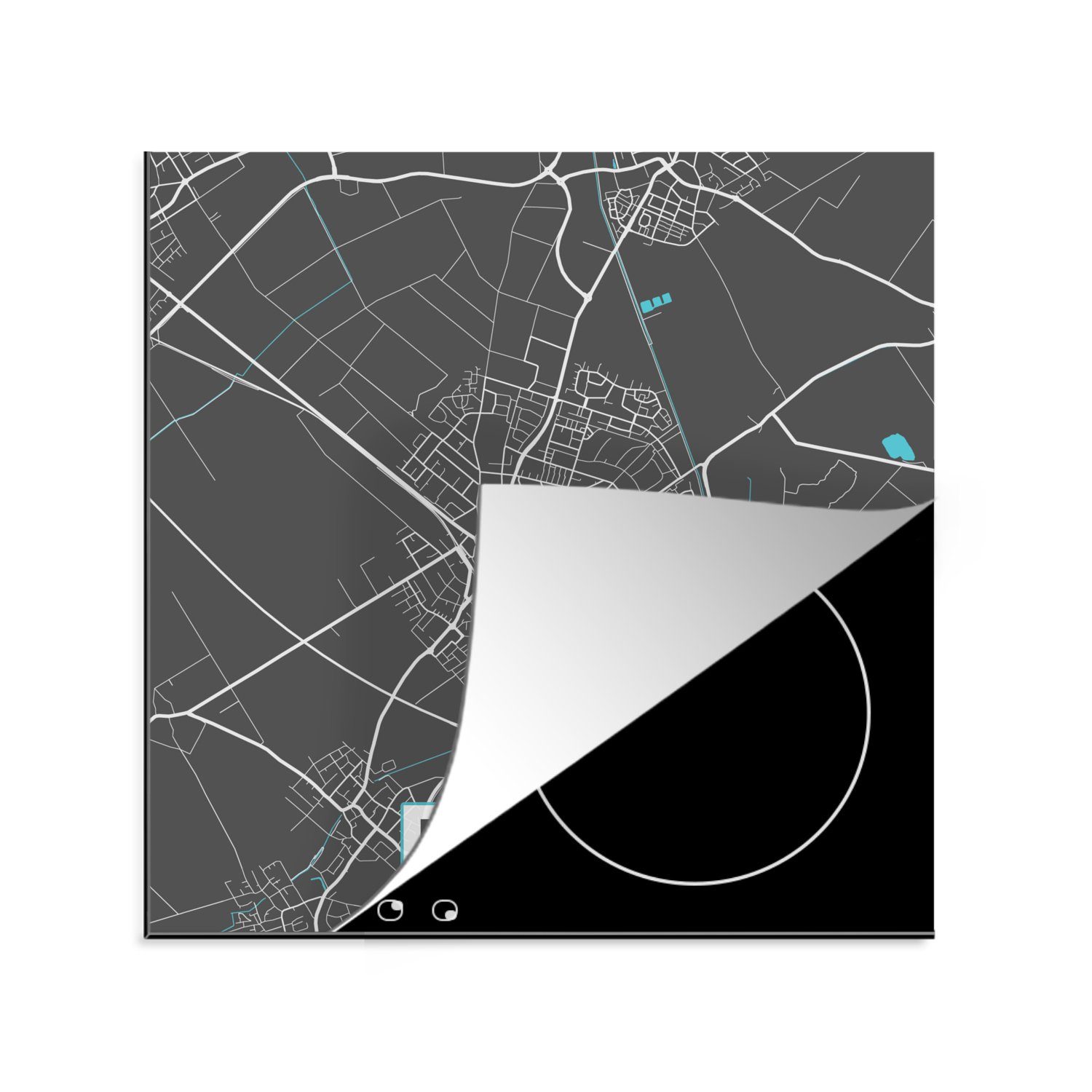 Blau für tlg), - Ceranfeldabdeckung, Deutschland - Karte Stadtplan Arbeitsplatte Vinyl, cm, - küche - MuchoWow (1 Pulheim Herdblende-/Abdeckplatte - Karte, 78x78