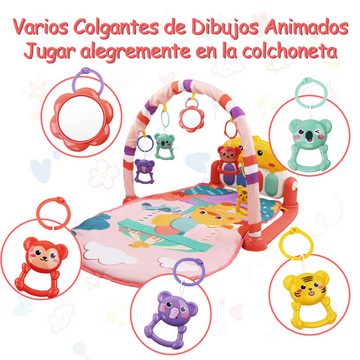 Krabbeldecke Spielmatte Spielbogen Baby Lernmatte Musik Spieldecke Erlebnisdecke, Cbei, 5 hängende und abnehmbare Spielzeuge, darunter Sicherheitsspiegel