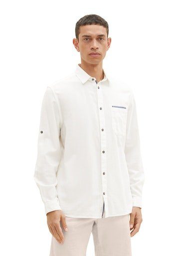 TOM TAILOR Langarmhemd aus feiner Chambray-Qualität offwhite