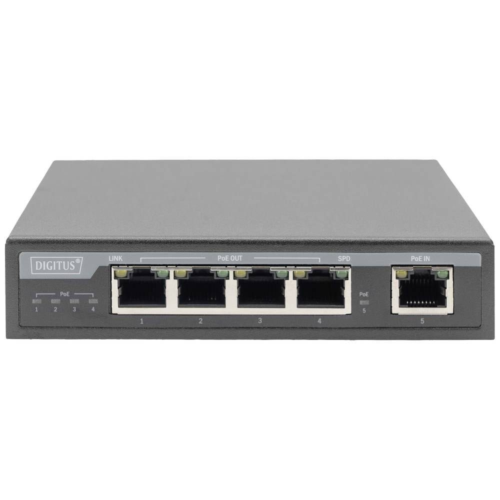 Digitus 4-Port Gigabit 4PPoE 60 Netzwerk-Switch 802.3at, W Extender