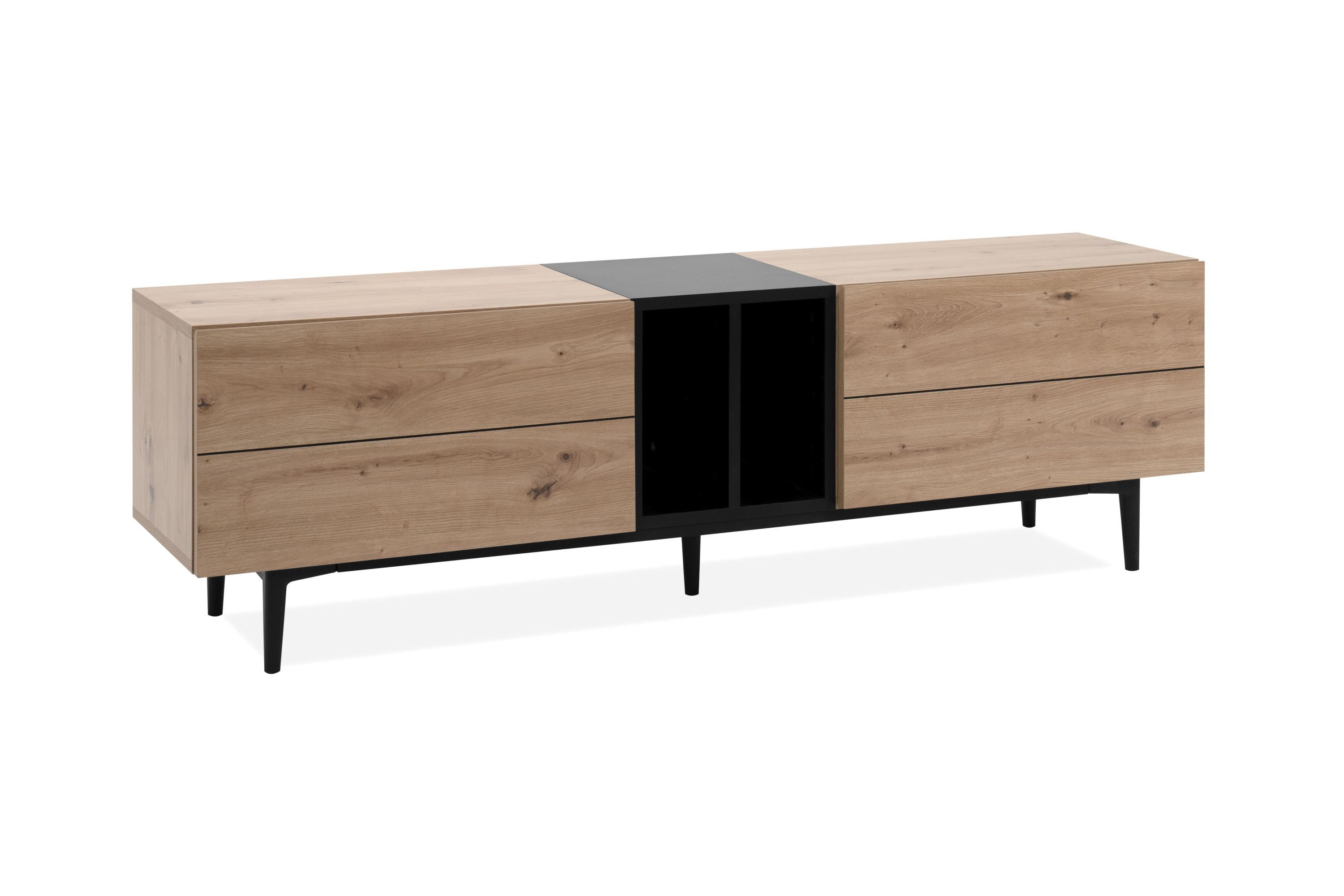 Finori TV-Board, in schwarz/ Dekor Artisan Oak B/H/T: 160 x 48 x 37 cm