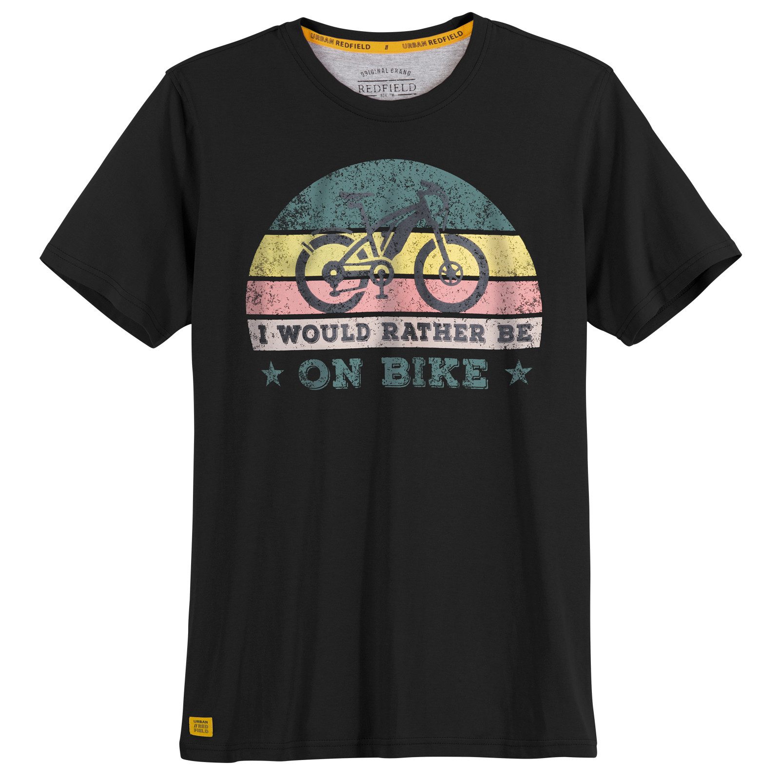 redfield Print-Shirt Redfield Übergrößen T-Shirt schwarz Motorrad-Print