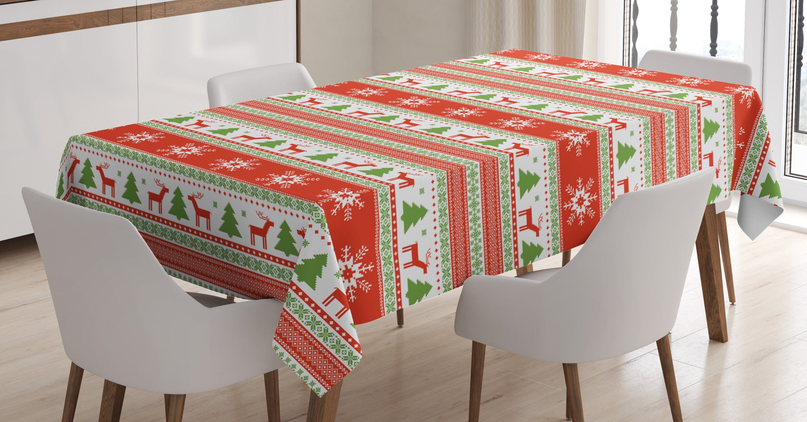Reindeer Für Snowflake geeignet Weihnachten Farben, Tischdecke den Abakuhaus Farbfest Bereich Klare Waschbar Außen