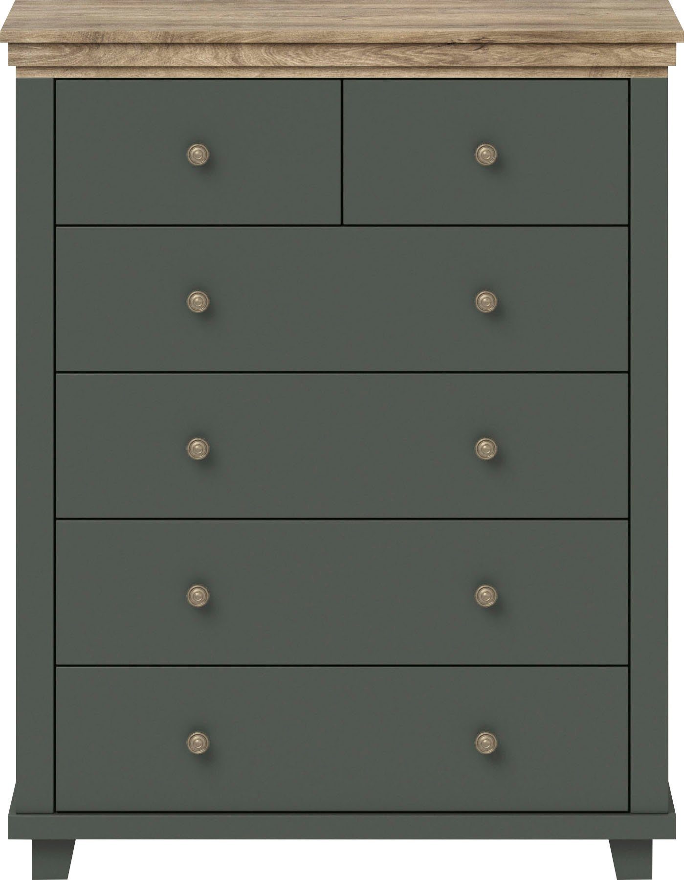Home affaire Schubkastenkommode Evora mit 6 Schubladen, viel Stauraum, 90x42x112,5 cm (BxTxH) FSC®, Kommode mit MDF-Applikationen, Landhausstil, passende Ergänzung