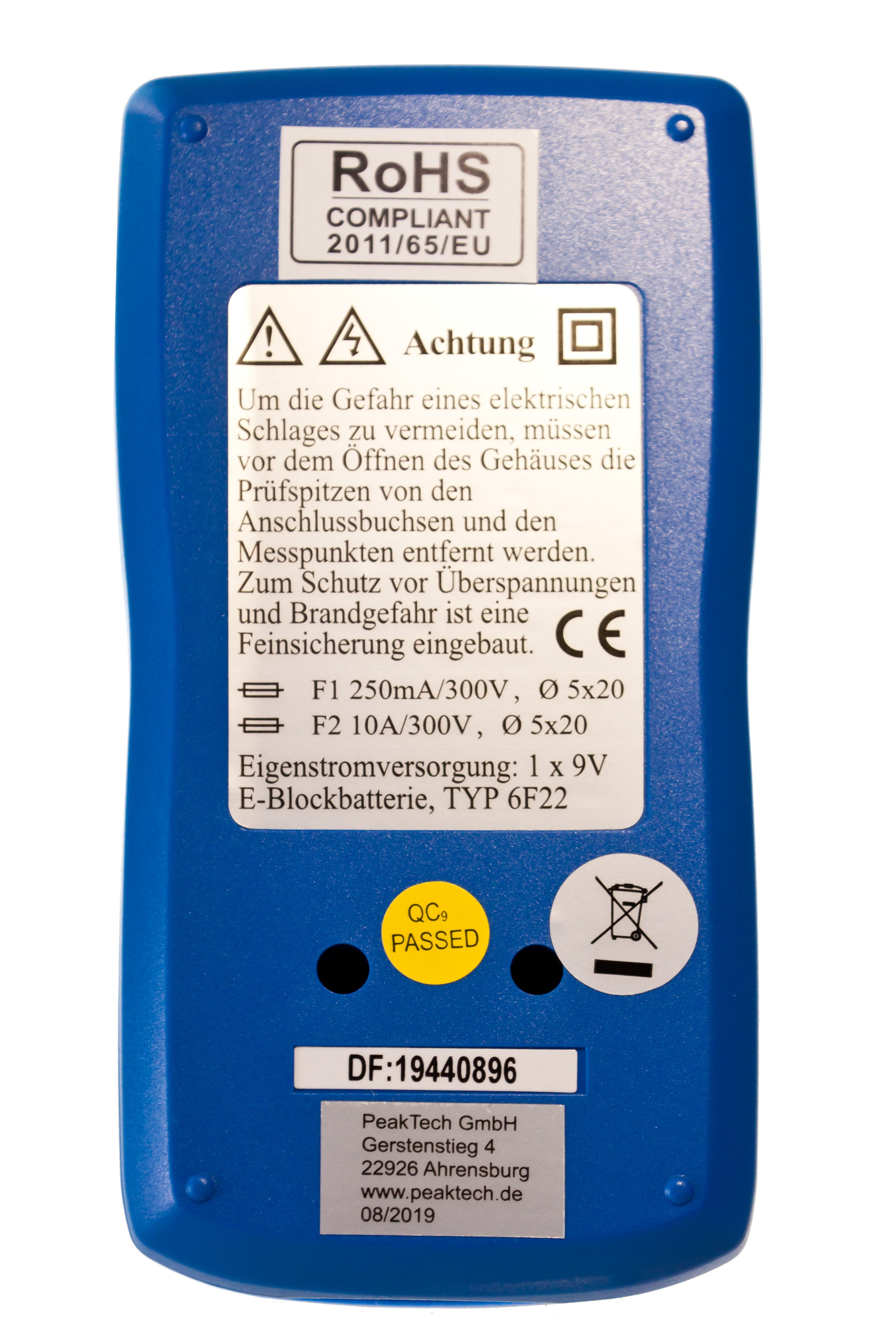 PeakTech Multimeter Digital DMM LCD-Display & Licht, Batterietester