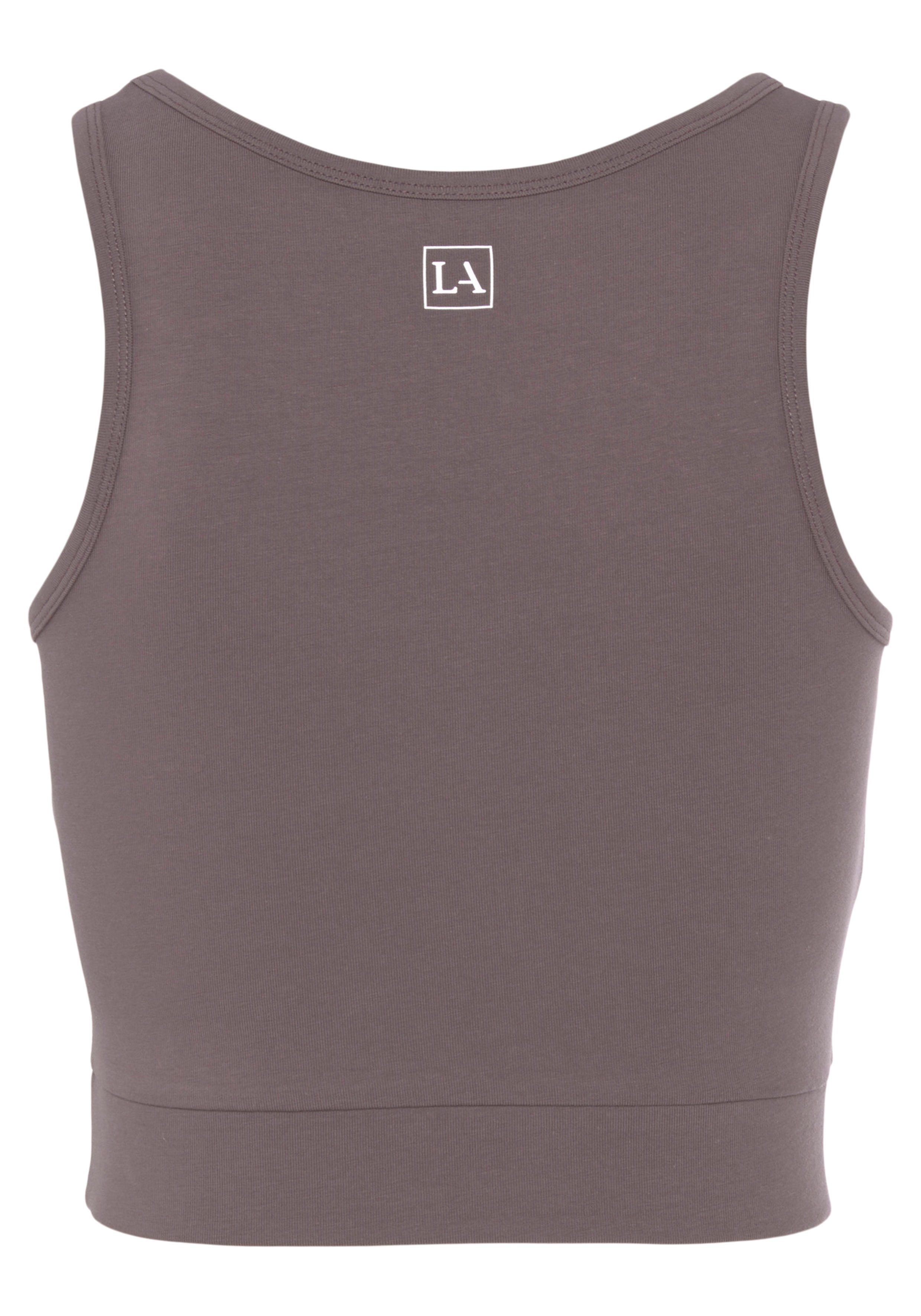 LASCANA ACTIVE Sporttop -Basic-Crop-Top mit Trägern breiten taupe