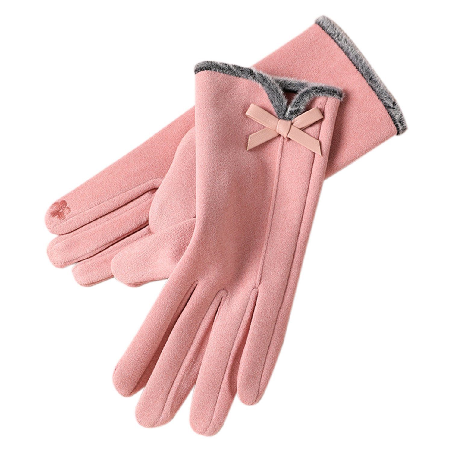 MAGICSHE Fleecehandschuhe Damen Winter Warme Touchscreen Handschuhe Rosa