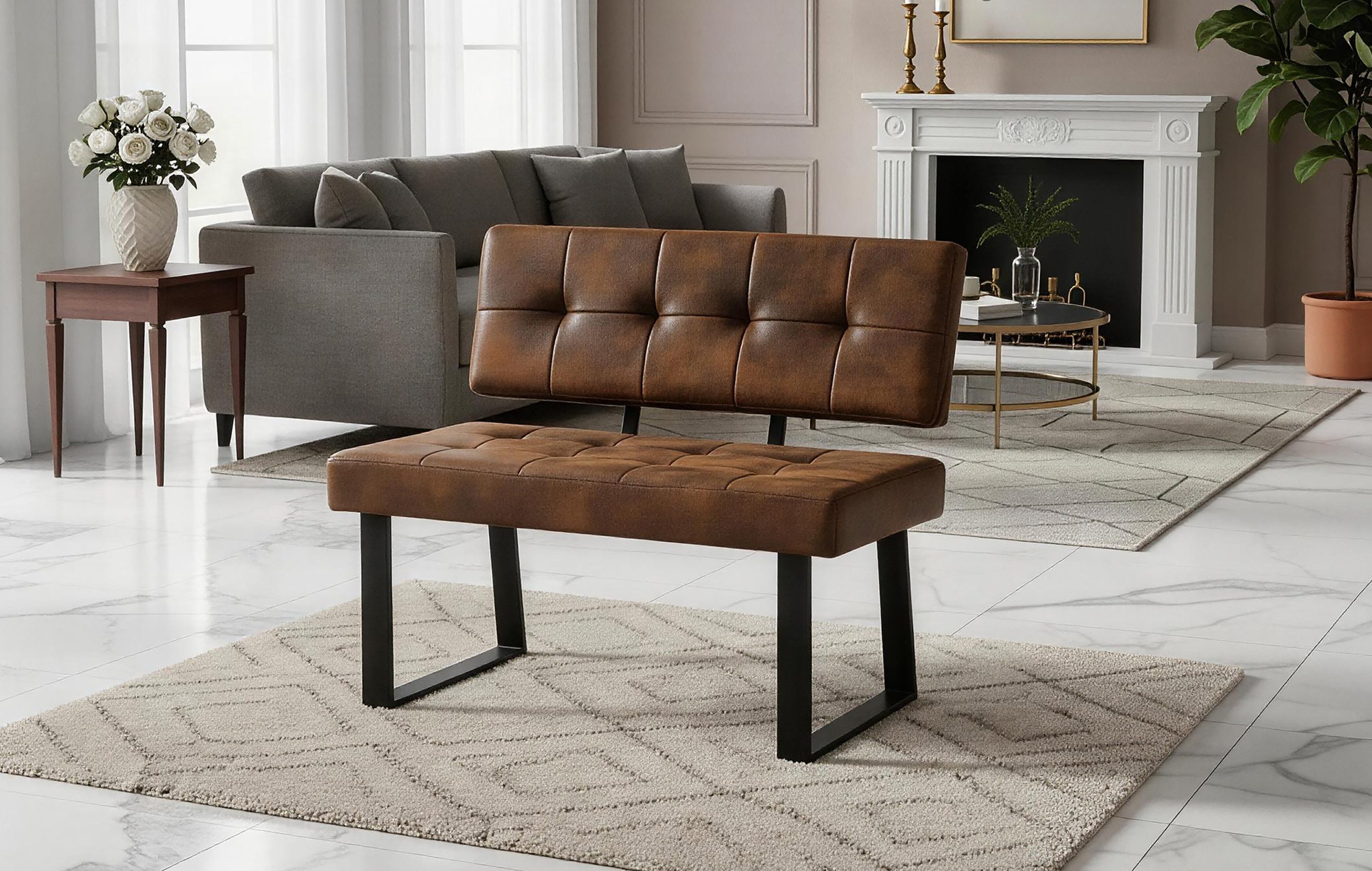 B&D home Essbank SIGFRID (1-St), gepolstert, Metallgestell, mit/ohne Rückenlehne, in 100/120/140/160cm