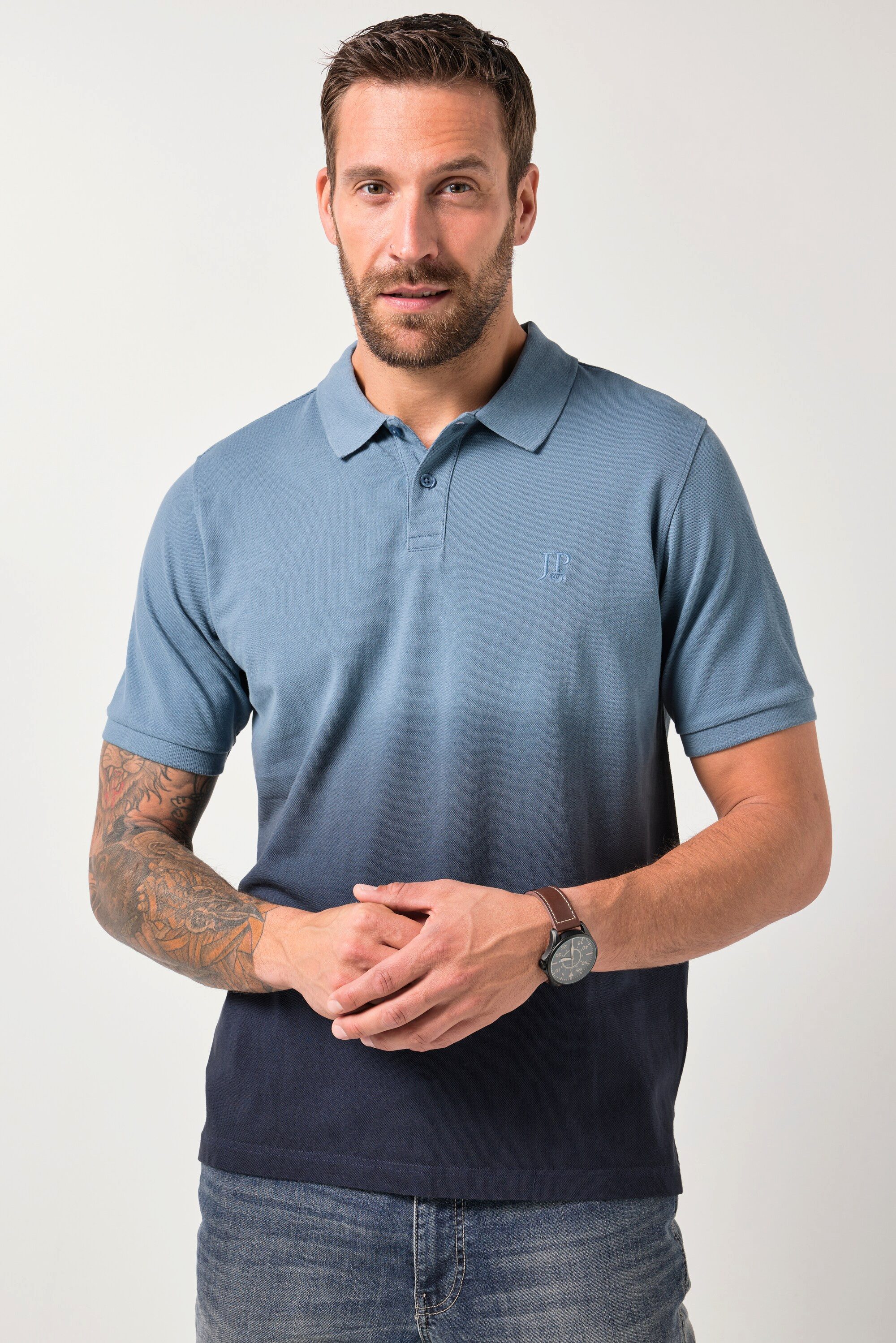 Poloshirt Poloshirt Halbarm Piqué Farbverlauf Vintage Look