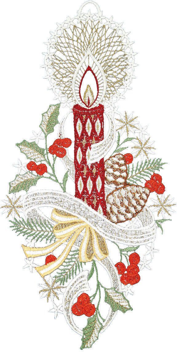 W. Reuter & Sohn - Plauener Spitze® Fensterbild Kerze, Made in Germany