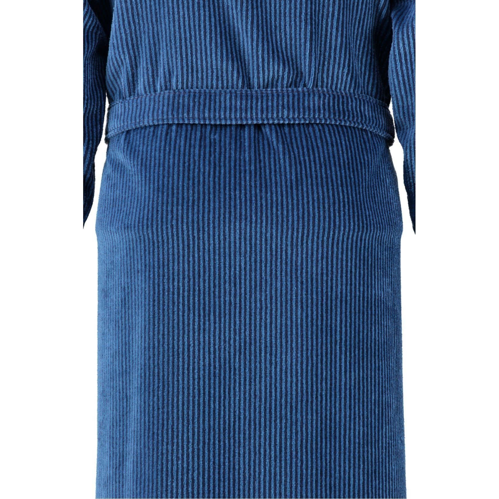 Gürtel, blau Kimono-Kragen, Walkvelours, Form Cawö Kimono 5840, Langform, Herrenbademantel