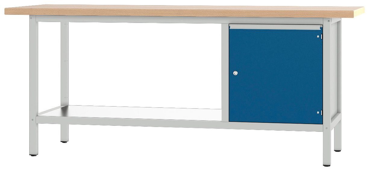 Werkbank S Höhe/Länge: PADOR 004, 85,5x200 31 cm grau/blau