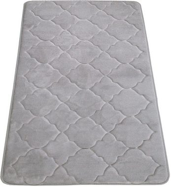 Badematte Corby 251 Paco Home, Höhe 13 mm, rutschhemmend beschichtet, fußbodenheizungsgeeignet, Polyester, rechteckig, Badteppich, Ornamente, Hoch-Tief Effekt, Memory-Foam Effekt