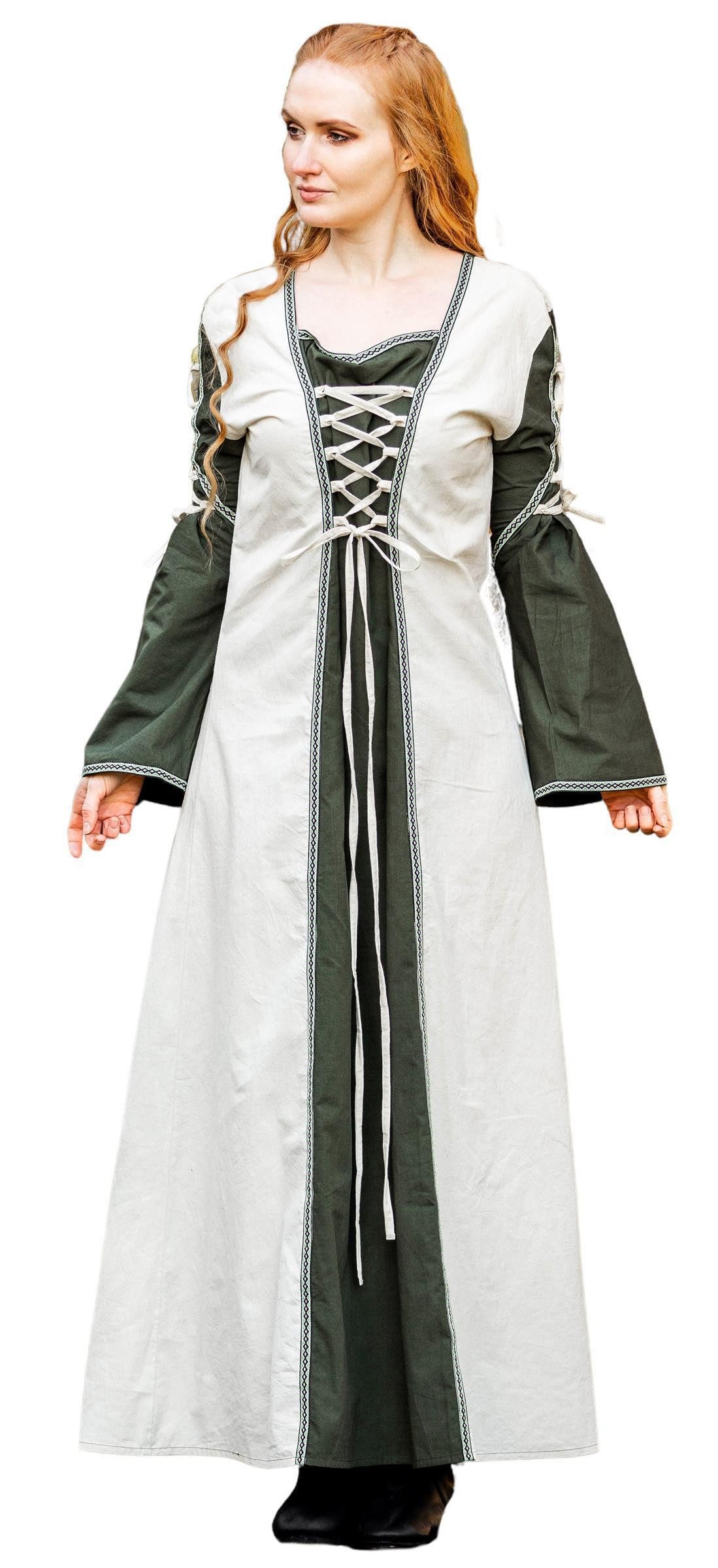 Leonardo Carbone Burgfräulein-Kostüm Kleid "Amalia" mit kunstvoller Schnürung, Bordüre am Saum, hochwertiger Baumwolle