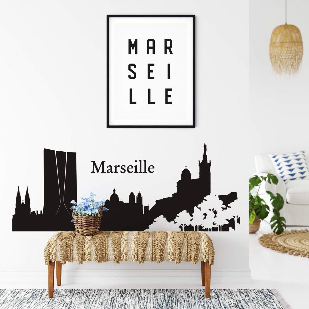 XXL Wandtattoo 120cm St) Stadt Marseille (1 Wall-Art Skyline