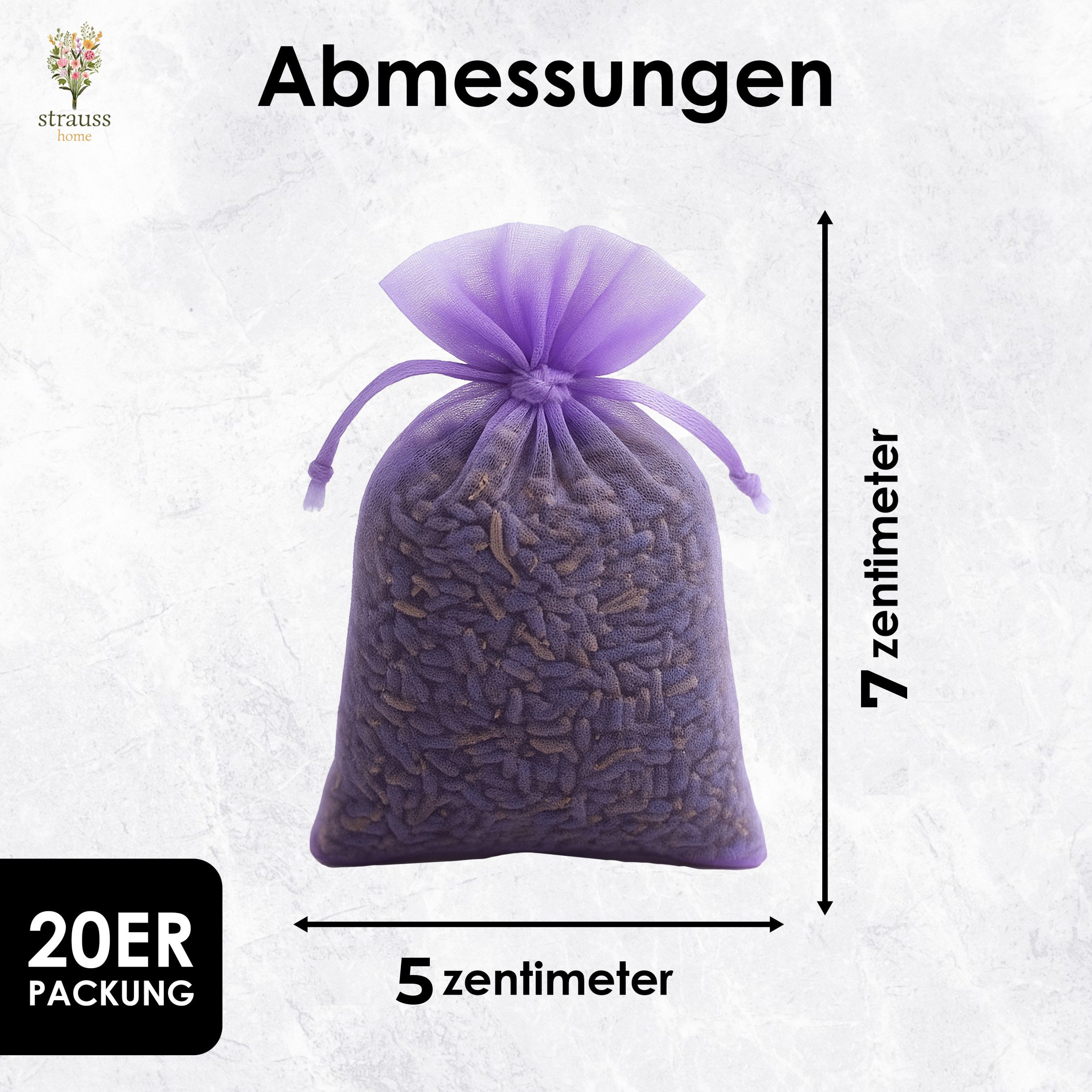 Strauss Home Duftbeutel Lavendel Säckchen 20er Pack – Natürliche Duftbeutel gegen Motten, 20-tlg.