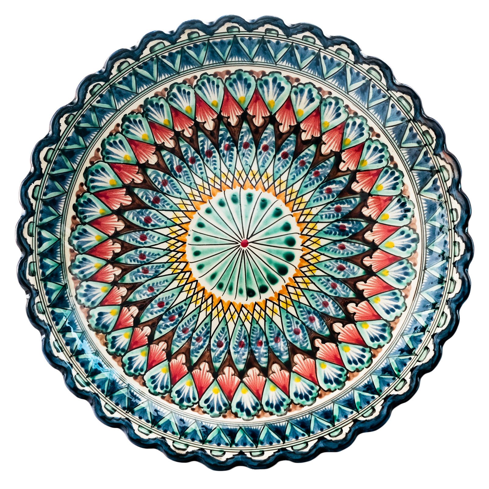 4BIG.fun Dekoteller Ø32,5 cm Usbekischer Lagan Oriental Keramik Gerillt günstig online kaufen