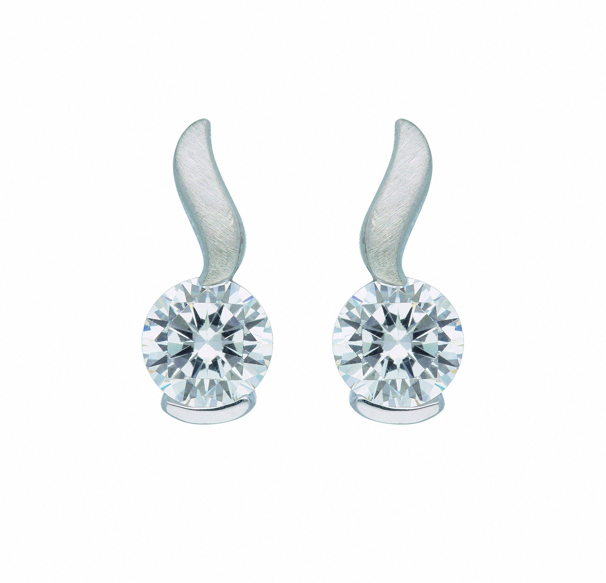 Adelia´s Paar Ohrhänger 1 Paar 925 Silber Ohrringe / Ohrstecker mit Zirkonia,  mit Zirkonia Silberschmuck für Damen, Maße - Breite 5 mm - Höhe 11,7 mm
