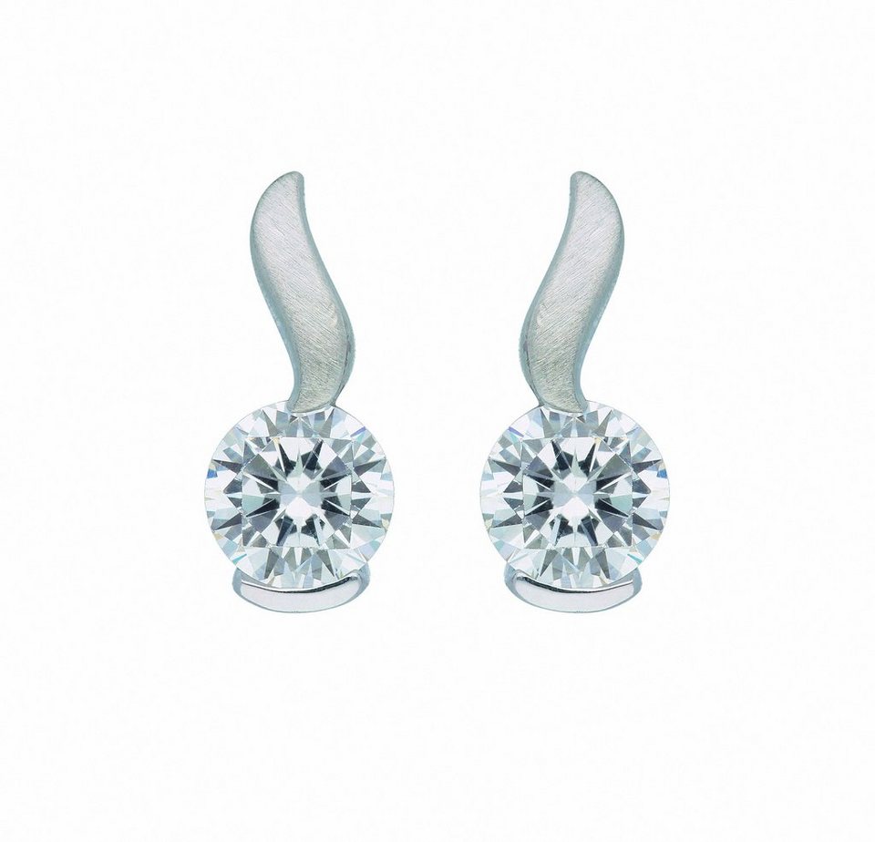 Adelia´s Paar Ohrhänger 1 Paar 925 Silber Ohrringe / Ohrstecker mit Zirkonia,  mit Zirkonia Silberschmuck für Damen, Maße - Breite 5 mm - Höhe 11,7 mm