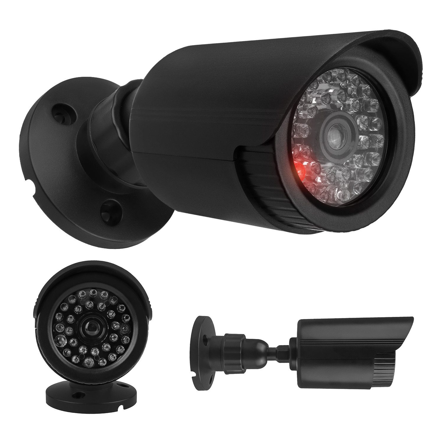 Maclean Überwachungskamera Attrappe IR1800 IR-Kameraattrappe mit blinkender LED-Leuchte (1-tlg., Attrappe einer Röhrenkamera)