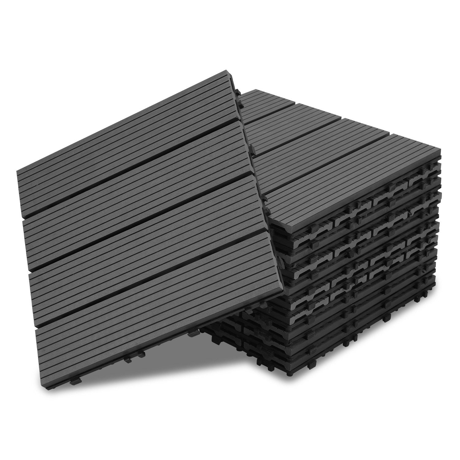 Clanmacy Holzfliesen WPC Terrassenfliesen Holzfliesen 30x30cm günstig online kaufen