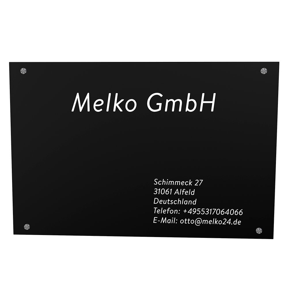 Melko Hinweisschild Praxisschild Werbeschild Firmenschild aus Sicherheitsglas Arztpraxen, (Stück, 1 St., Stück), Hohe Stoß- und Schlagfestigkeit