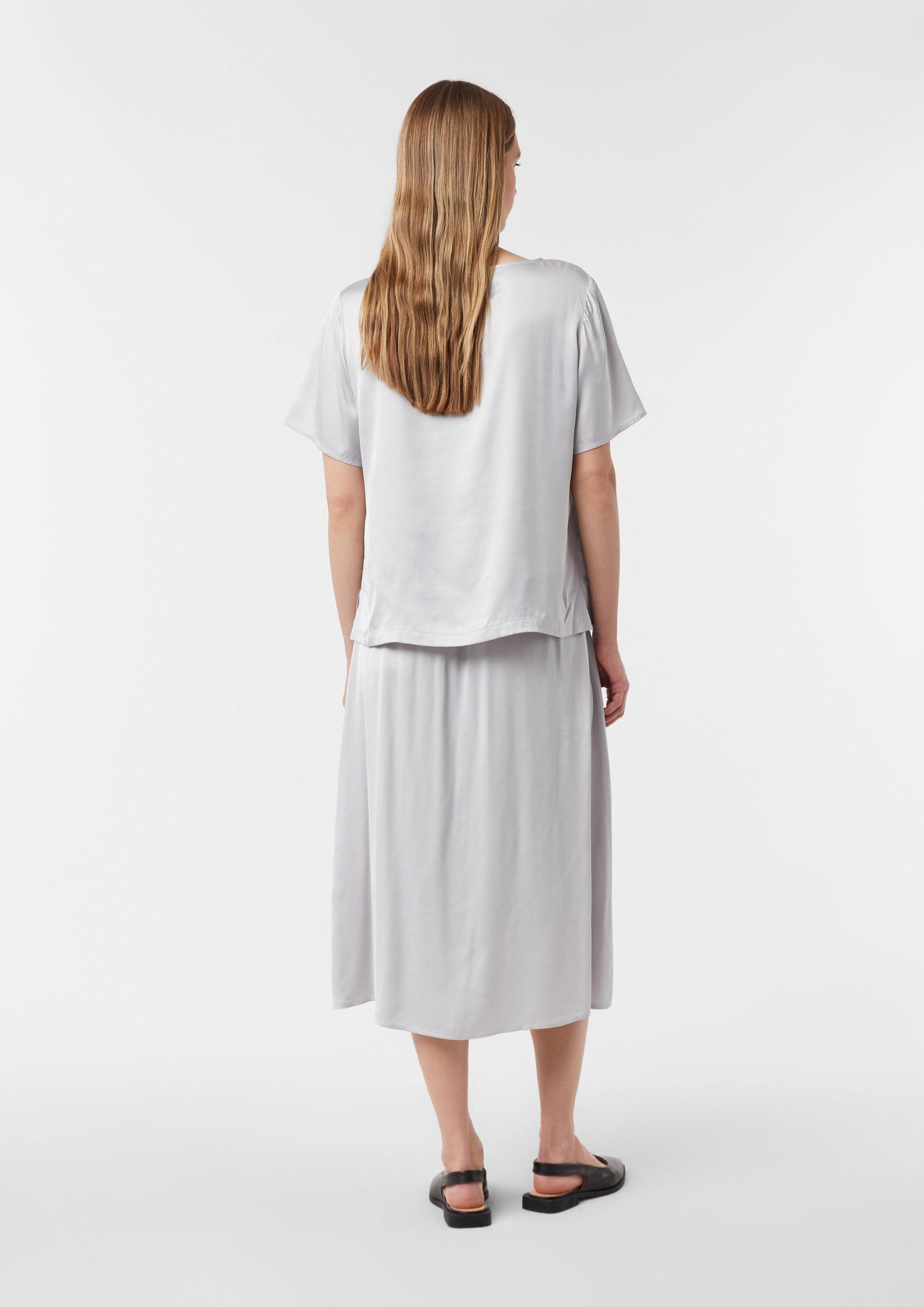comma Kurzarmbluse Bluse Satinbluse mit seitlichen Schlitzen