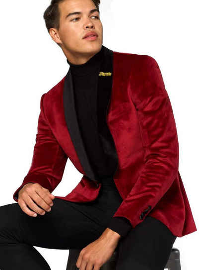 Opposuits Kostüm Dinner Jacket dunkelrot, Zeitlos eleganter Samt-Smoking für feierliche Anlässe