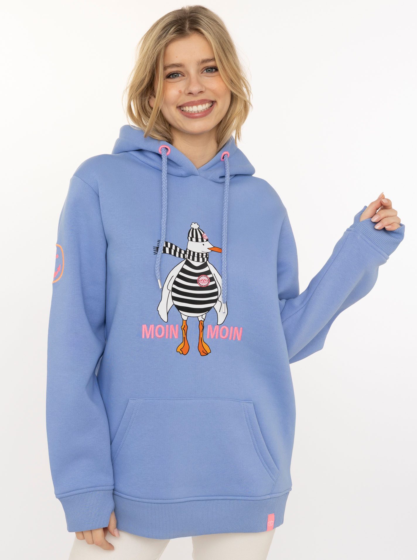 Zwillingsherz Hoodie "Moin Moin Möwe" mit nordischem Gruß, lustiger Möwe, Fronttasche