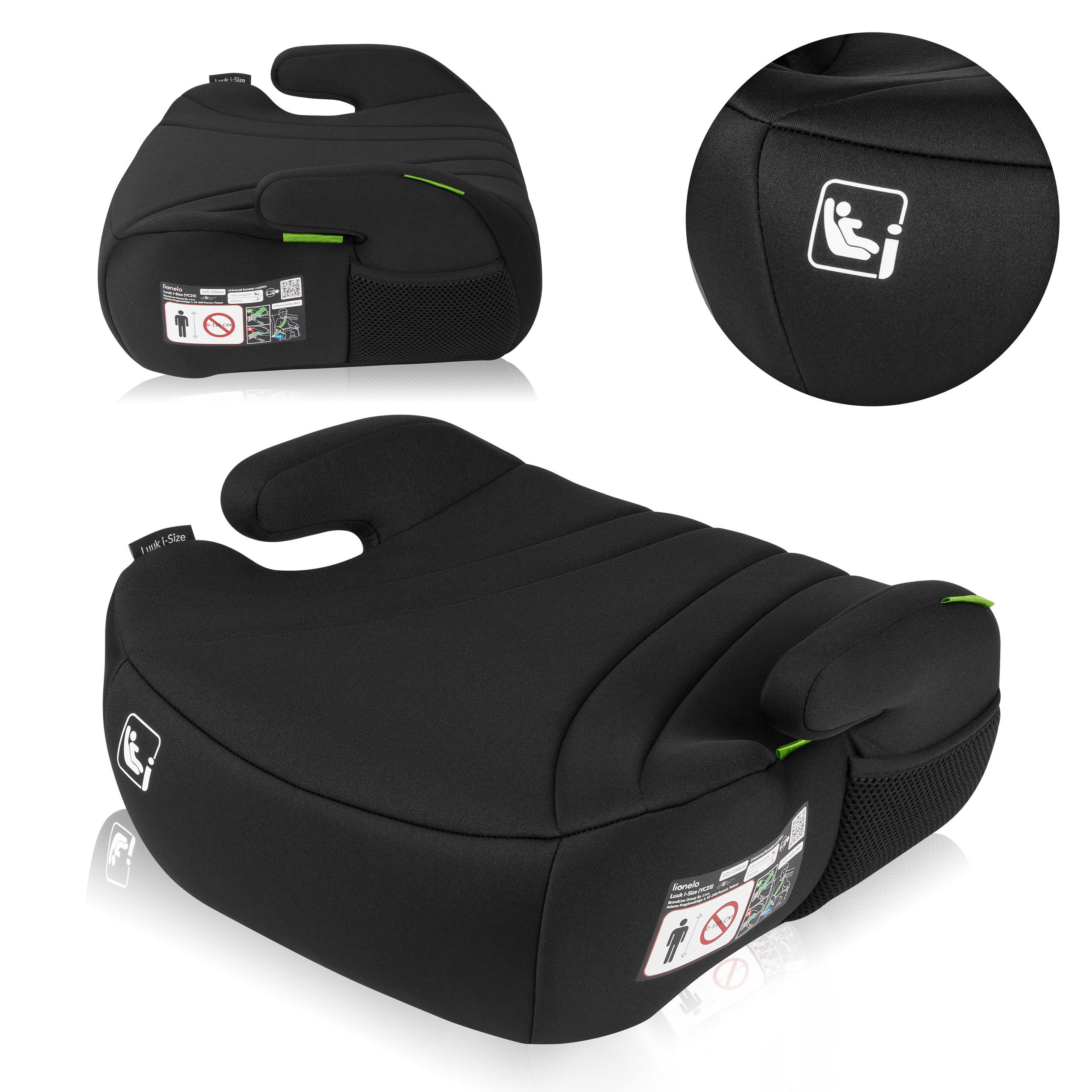 lionelo Autokindersitz LUUK I-SIZE, ab: 125 cm, bis: 150 cm, (Set), i-Size/EPE-Sitzfläche/Armlehnen/Waschbarer Bezug/Leicht