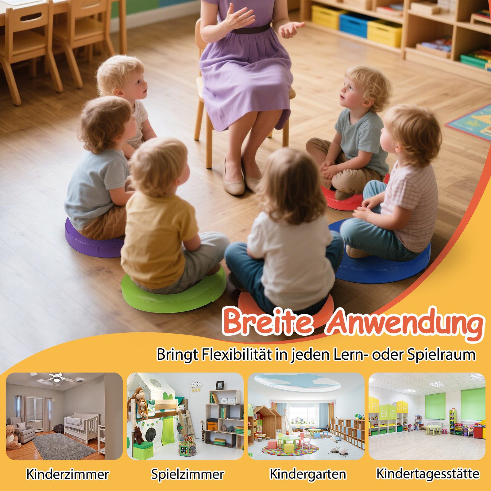 KOMFOTTEU Bodenkissen, Sitzkissen mit wasserfestem Bezug & Griff & Reißverschluss