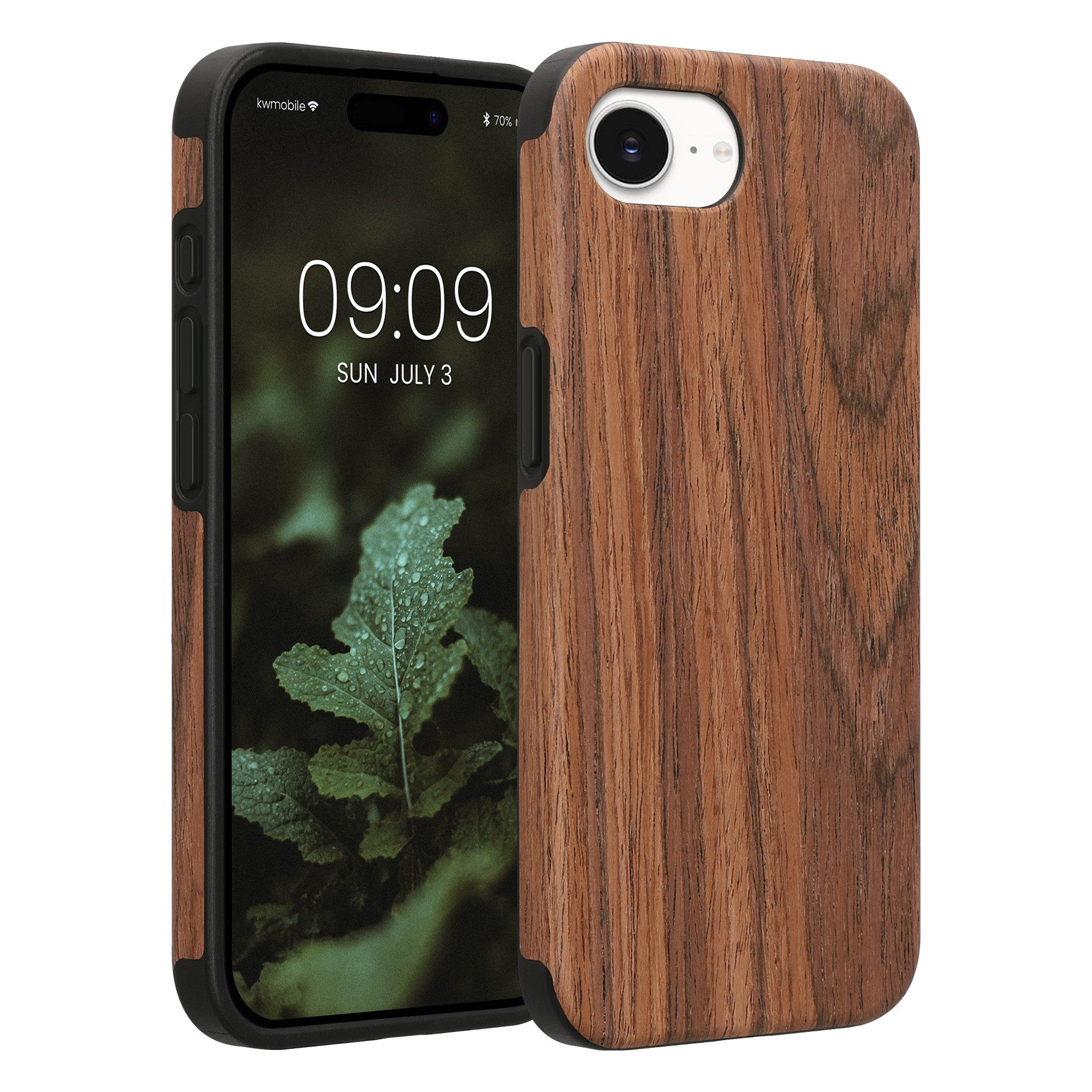 kwmobile Smartphone-Hülle Hülle für Apple iPhone 17e / iPhone 16e, Handy Case Cover Holz Schutzhülle - Holz Maserung Design