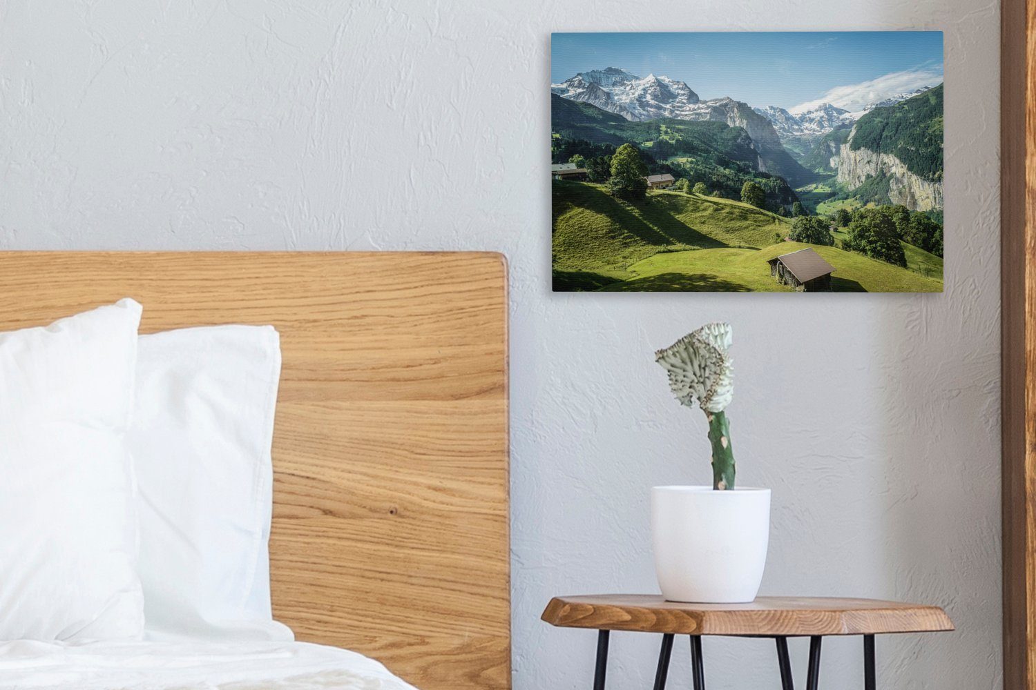 St), Leinwandbilder, cm Wandbild (1 Aufhängefertig, Wanddeko, eine Leinwandbild über OneMillionCanvasses® 30x20 Landschaft, Schweizer Blick