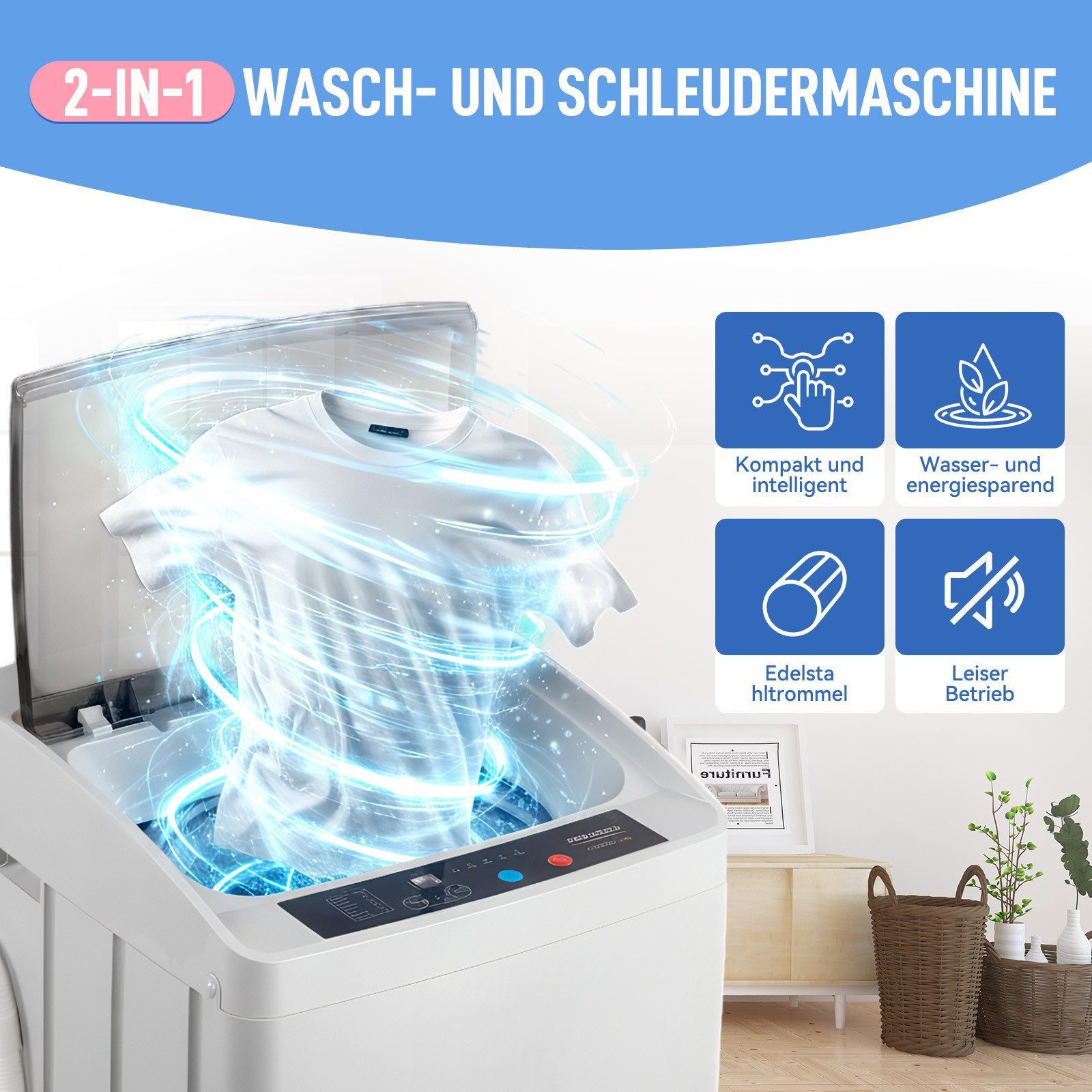 LALAHO Waschmaschine Toplader XQB70-168 – Bild 4 von 5