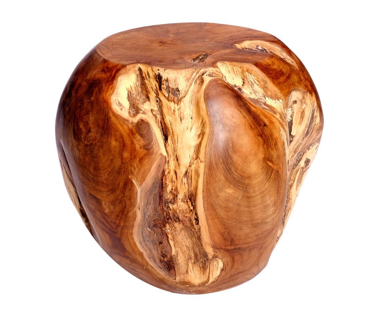 Brillibrum Hocker Teakholz Hocker rund Wurzelhocker massiv Teak Beistelltisch