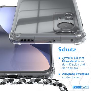 EAZY CASE Handykette Hülle mit Kette für Xiaomi 12 / 12X 6,28 Zoll, Kette zum Umhängen mit Umhängeband mit Riemen Schwarz Camouflage