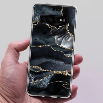 DeinDesign Handyhülle Glitzer Look Marmor Trends Dark marble gold Glitter look, Samsung Galaxy S10 Plus Silikon Hülle Bumper Case Handy Schutzhülle