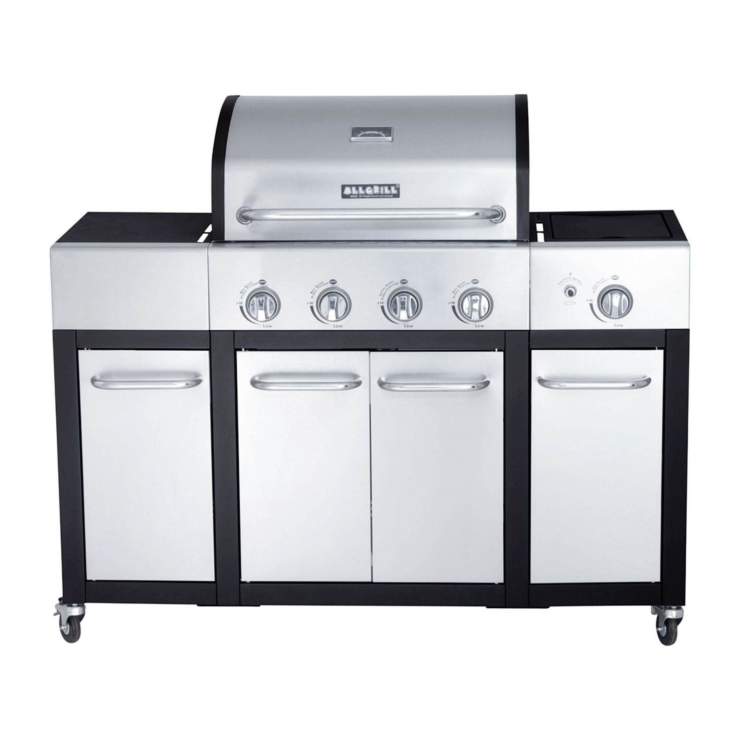 All Grill Gasgrill Allgrill Basic-Line Major Edelstahl/schwarz Gasgrill mit 4 Brennern
