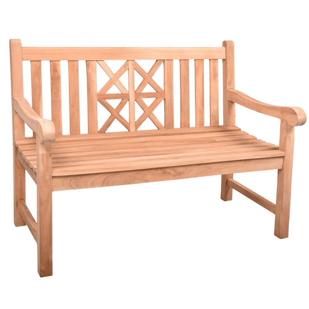 Lomadox Gartenbank GAZA-120, Bank aus Teakholz, 2-Sitzer, ca. 120x92x66 cm