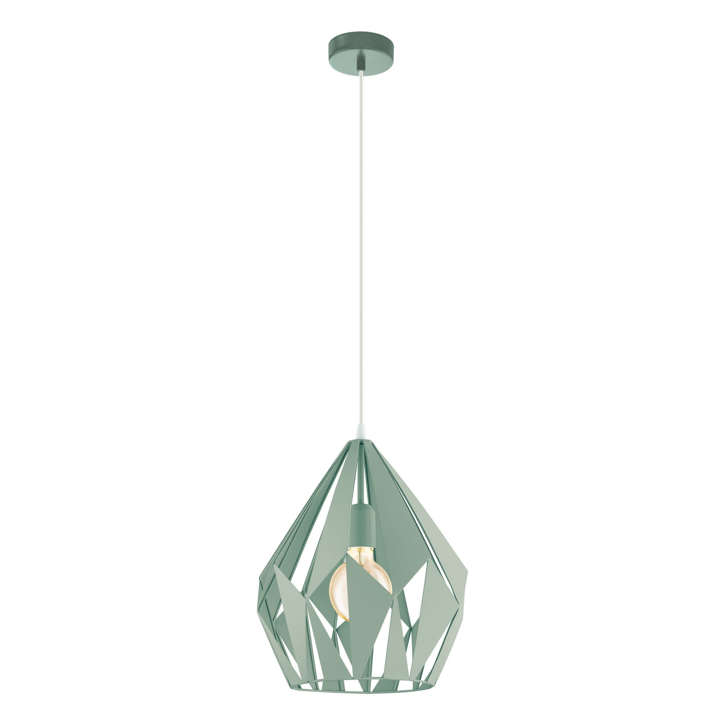 EGLO LED-Hängeleuchte Carlton-p, Leuchtmittel exklusive, Vintage Hängeleuchte, Hängelampe aus Metall in hellgrün, E27, Ø 31 cm
